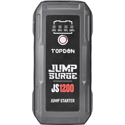 China Multifunctional Topdon JS1200 Capacitor Powerbank Lithium Jump Starter Battery 1200a Super Auto Car Mini Booster Flashlight for sale