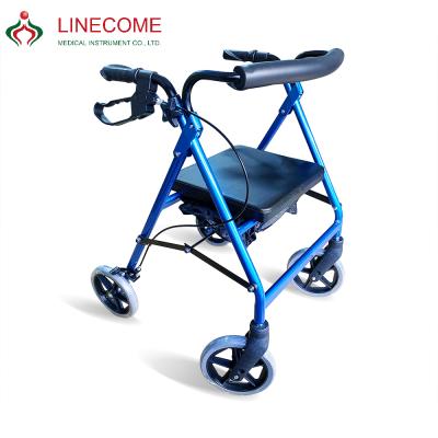 China Aluminum alloy medical lightweight walking aid four wheel leather cushion for the disabled and the elderly LCYH132-2 for sale