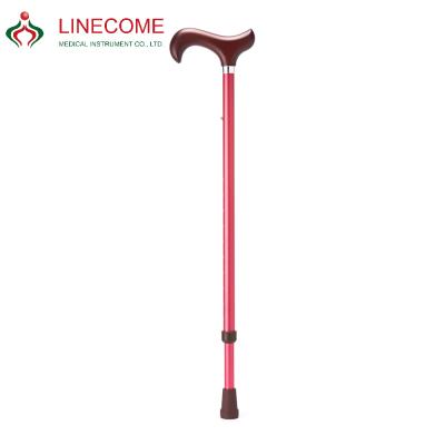 China Aluminum Crutches Cane Walking Stick Matt Red Lightweight Classic Companion LCMS-225-GERD-568BR 138-183cm Height Adjustable for sale