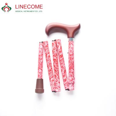 China Aluminum Crutches Cane Walking Stick Roses Lightweight LCMS-572-847-077BR Foldable Vibrating Styles 138-183cm for sale