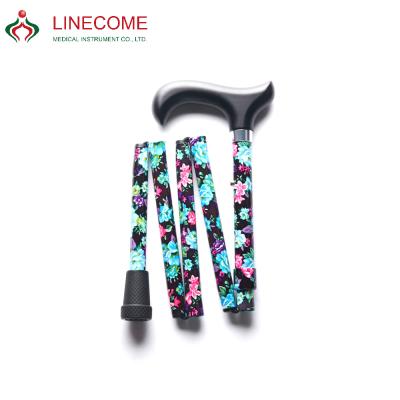 China Aluminum Crutches Cane Walking Stick Evening Blossom Lightweight LCMS-572-017-077BK Foldable Vibrating Styles 138-183cm for sale