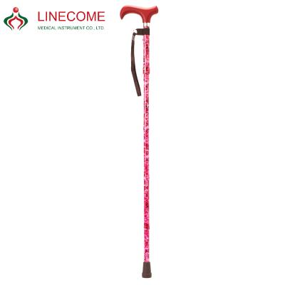 China Aluminum Crutches Cane Walking Stick Vermillion Roses Lightweight LCMS-572-958-077RD Premium Series Foldable 138-183cm for sale