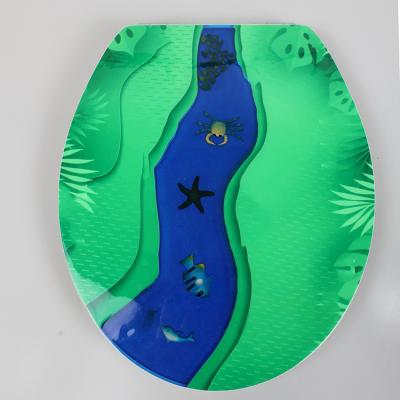 China MDF 19inch Lengthened Slow-end Toilet Seats Forest River Resin Material Epoxy Innovated Toilet Seat for sale