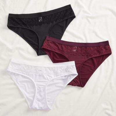 China Breathable contrast de cintura Brief 3piece/pack de bragas de Ladymate ODM/OEM Conjunto de calcinha com 3 pecas de renda lace up women's panties for sale