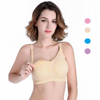 China Women's Seamless Wireless Bra Printed Sleep Removable Bra Cup Protection Front Closure Nursing Baby Feeding Wireless Nursing Bra for sale