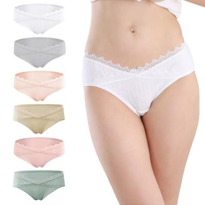 China Maternity Woman Pregnancy Underwwear Breathable One Piece Lace Panties Under Pregnant Panties Bump Briefs Waist Bottoms Lace Underwear for sale