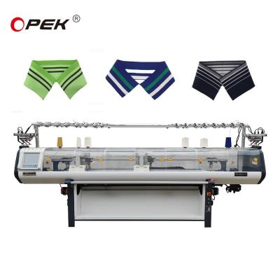 China 14 GG Weft Knitting Single System Double Carriage Computerized Polo T-shirt Collar Flat Knitting Machine for sale