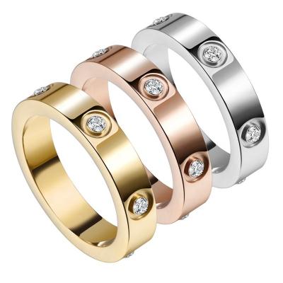 China Popular Luxury Rose Gold Love Titanium Steel Rings Women Diamond Ring Engagement Jewelry Wedding For Women/Men Diamond Ring Price for sale