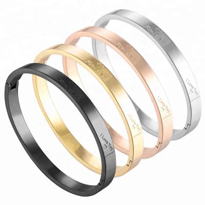 China Fashion Personalized Love Cuff Bracelet Engraving Openable Bangle for sale