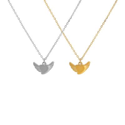 China FASHIONABLE Angel Wing Necklaces Gold Plated Jewelry Guardian Angel Wing Pendant Necklace, Stainless Steel Sublimation Angel Wing Necklace for sale