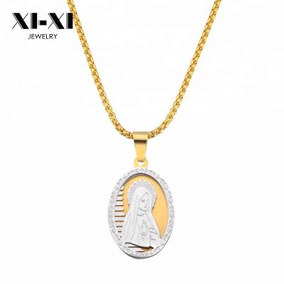 China Religious Virgin Mary Maria Medal Pendant Stainless Steel Necklace for sale