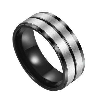 China TRENDY Black Rings Men Set For Boys Vintage Silver Women / Mens Black Ring With Jewelry Mens Rings Black Set for sale