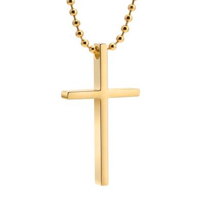 China Religious Gold Stainless Steel Cross Necklace Pendant Women/Men Cross Necklace With Tiny Gold Plated Stainless Steel Gold Cross Necklace for sale