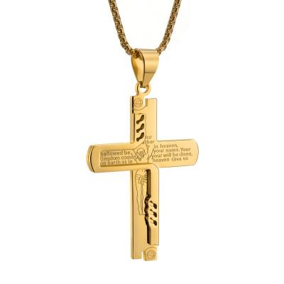 China Tik Tok Hot Sale Men&'s Religious Stainless Steel Chain Gold Plated Jesus Crusader Necklace Religion Personalize Jewelry Pendant Necklaces for sale