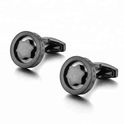 China High Quality Personalized Letter Black Dish Star Engraving Cufflinks for sale