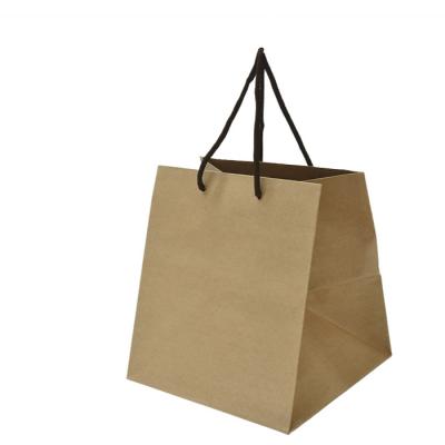 China Recyclable Brown Kraft Paper Bag With Rope Handle Cake Pizza Carrier Paper Bag For Restaurant Togo Takeaway for sale