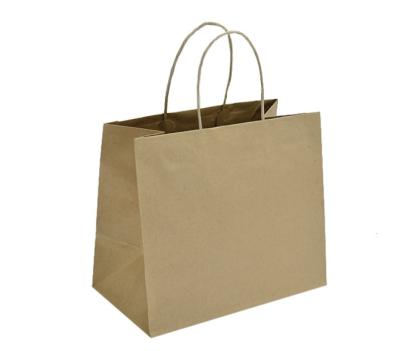 China Recyclable Cheap Custom Logo Bulk Brown Kraft Paper Shopping Paper Bag With Handle for sale