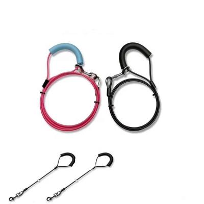 China For dog walking High tension 3.5mm pink PVC coated cable elastic dog leash cable for safety for sale