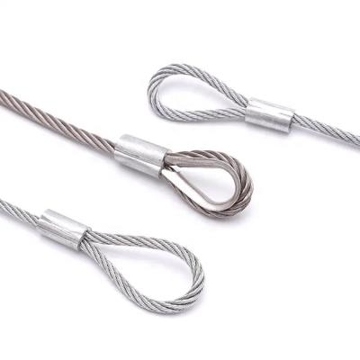 China Free Cutting Steel Rongtong Wholesale Safety security lanyard steel wire cable 2.0mm stainless steel wire rope with loop ends for sale