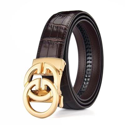 China Cow Hide 2023 New Men's Classic Letter Buckle Belt Fashion Trend Brand Design Cowhide Men's Belt for sale