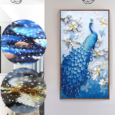 China Custom Colorful International Organization for Standardization Peacock 3D Wall Art Diamond Dot Painting For Living Room Decoration for sale