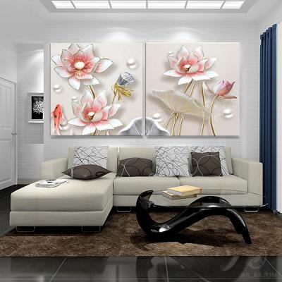 China International Organization for Standardization 2 Panel Flower Art Oil Painting Canvas Wall Art 3D Decorative Painting for sale