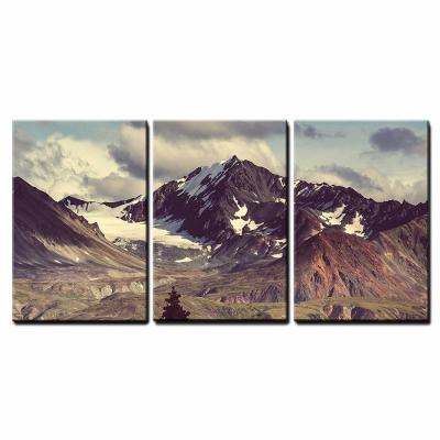 Chine International Organization for Standardization landscape wall painting artwork beautiful Chinese mountain 3 panels snow factory price à vendre