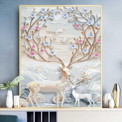 China Floating frame L type Christmas gift Art Deer Animal Canvas Painting of the International Organization for Standardization of living room decoration for sale