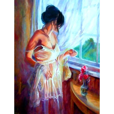 China Complete decoration of the International Organization for Standardization 5D Diamond Painting Window Girl 3D Diamond Character Diamond Painting Landscape for sale