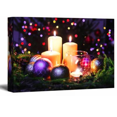 China International Organization for Standardization New Hot Sale Design Printing Wall Art Christmas Candles Canvas LED Painting for sale