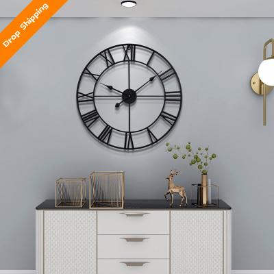 China Xuanguan new classic/postmodern hotel metal iron work craft wind clock wall hanging decoration disc clock for sale