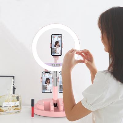 China ABS+PC+Metal Hot Selling Make Up Ring Light With Tripod Stand JM03 Led Fill Light Lamp For Live Live With Three Phone Holders for sale