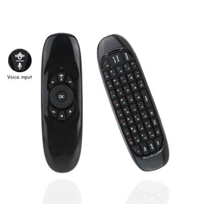 China Mini USB Remote Control TV Box Air Fly Mouse with C120 Wireless Mini Keyboard Air Mouse for Top Box with Voice Assist for sale