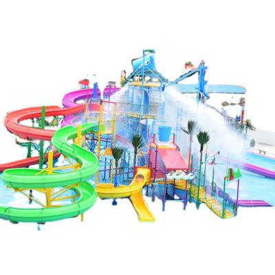 China Aqua Park Custom Amusement Park Aqua Rainbow Slide For 3 Person with Water Tsunami for sale