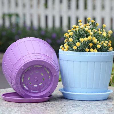 China BEE modern environmental protection plastic resin thickened flower meat round color flower pot small large with tray for sale