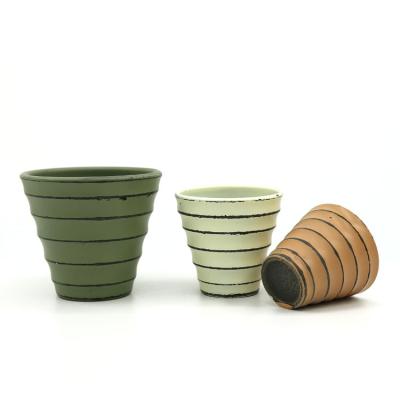 China BEE Threaded Cup Shaped Anti-mud Bumper-Resistant Flower Pots Dye Mini Small Oval Bonsai Pot Modern Popular for sale