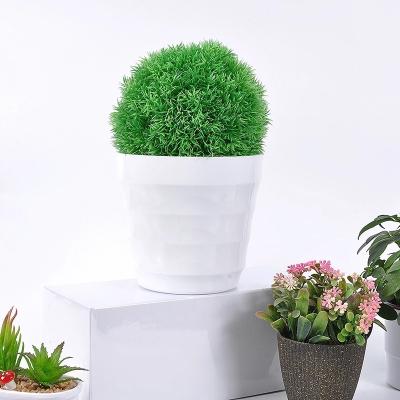 China Chinese Style BEES Home Decoration Orchid Flower Planter Artificial Round White Gardening Pot For Balcony for sale