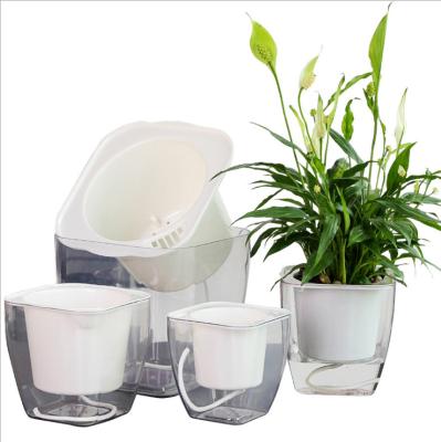 China Dent-resistant plastic square transparent flowerpot for sale