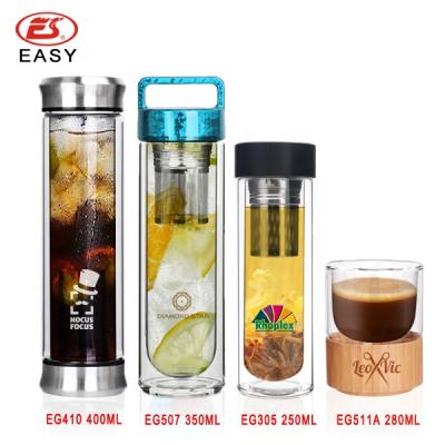 China Double Wall Coffee Tea Tumbler Cup Viable Custom Logo Coffee Free New Product BPA Glass Mug for sale