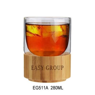 China EG511A 200ML/7OZ Disposable Wholesale Custom Logo Glass Water Bottle With Bamboo Bottom for sale