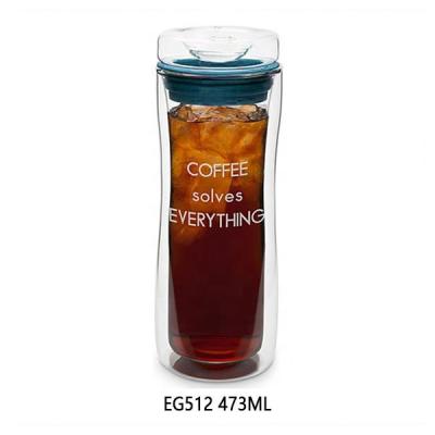 China Viable EG512 473ML/16OZ Customize Logo Double Wall Leak Proof Glass Water Bottle for sale