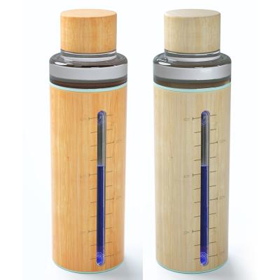 China EG668 700ML Sustainable New Design Eco-friendly Glass Water Bottle With Bamboo Sleeve For Cold Water for sale