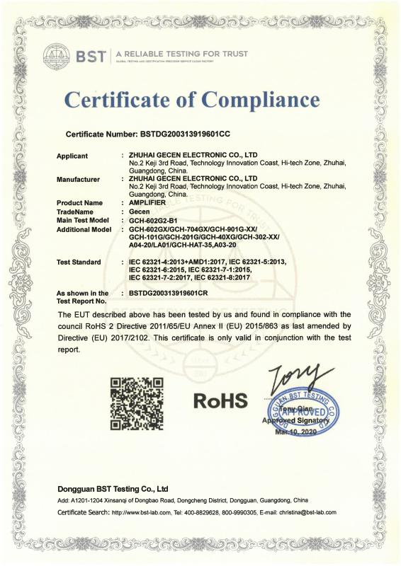 RoHS - Zhuhai Gecen Electronic Co., Ltd.