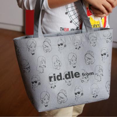 China Other Fashion Printed Fabric Nylon Foldable Felt Shopping Bag Reusable for sale