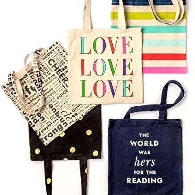 China Fashionable handled personality canvas cotton book packaging with inner pocket reusable eco shopper bag for sale