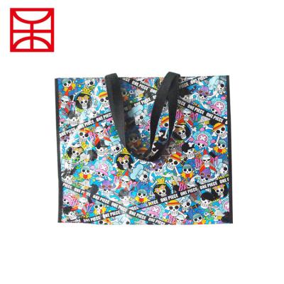 China Famous brand cartoon folding one piece storage box japanese pp woven shiny promotional shopping bags for sale