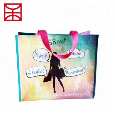 China Supermarket Wholesale Grocery Printing Good Quality Creative Laminated Reusable Folding Shopping Bag Customizable With Logo for sale