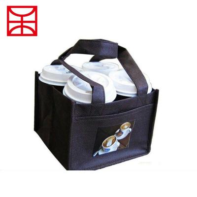 China Custom Recyclable Promotional Non Woven Fabric Coffee Water Cup Bottle Carry Bag for sale