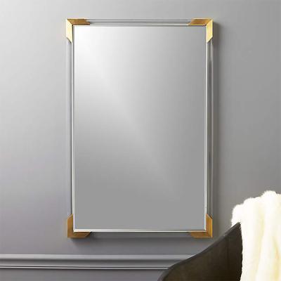 China Minimalist Clear Acrylic And Metal Square Makeup Dressing Room Wall Hanging Decoration Mirror for sale