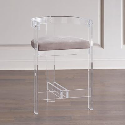 China Transparent Acrylic Velvet Chair Dining Room Furniture Leisure Chairs With Armrests for sale